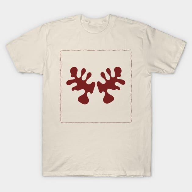 Dark Red Abstract Design with Stitched Edge T-Shirt by Sikidesigns